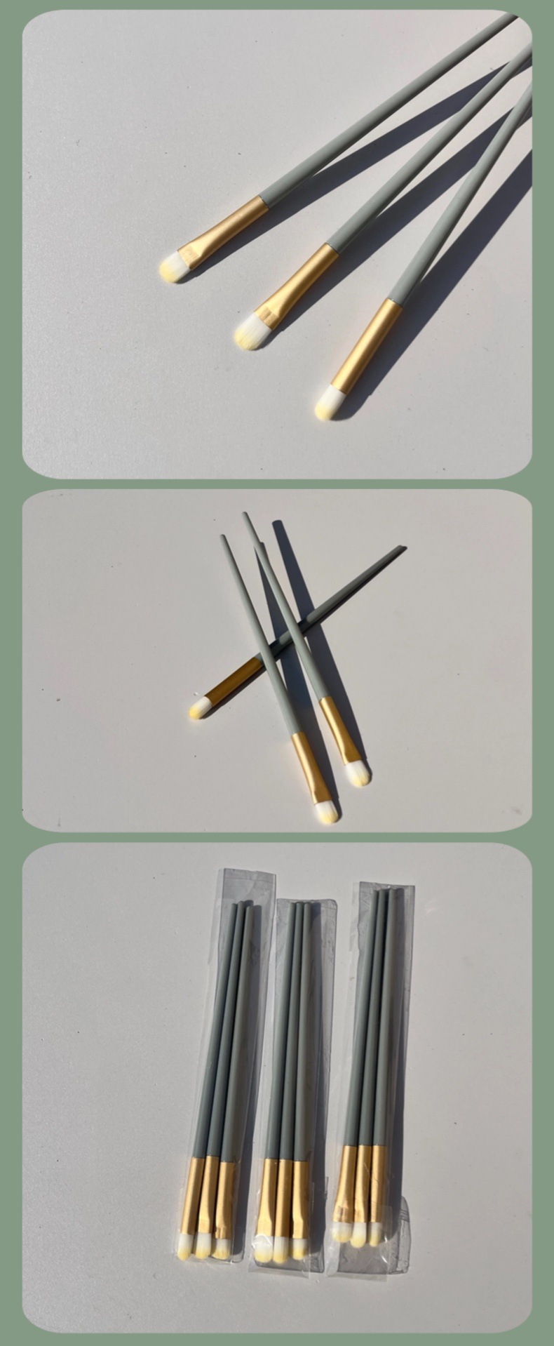 Huayang Lanqiao 3-teiliges Lidschatten-Pinsel-Set tragbar Eyeliner Lidschatten Seidenbürste Make-up-Pinsel Schönheitswerkzeug kleines Set