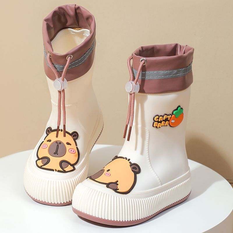 Escuela primaria Capibara zapatos de lluvia para niños, moda lindos impermeables, antideslizantes, bajo tubo medio, zapatos de agua caliente