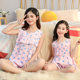 Summer New Children's Clothing Girls Students Cotton Silk Nightdress Parent-child Home Clothes Two-piece Princess Pajamas Sleeveless Set