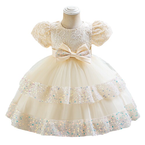 Children's first birthday dress for girls, princess style high-end girl dress, baby wedding dress, ball gown cake skirt, cross-border.