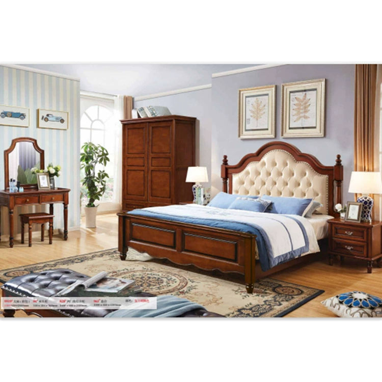 Производитель из Фошаня: комплект мебели для спальни в американском стиле из массива дерева, 1.8m двуспальные кровати, 8-дверный шкаф.