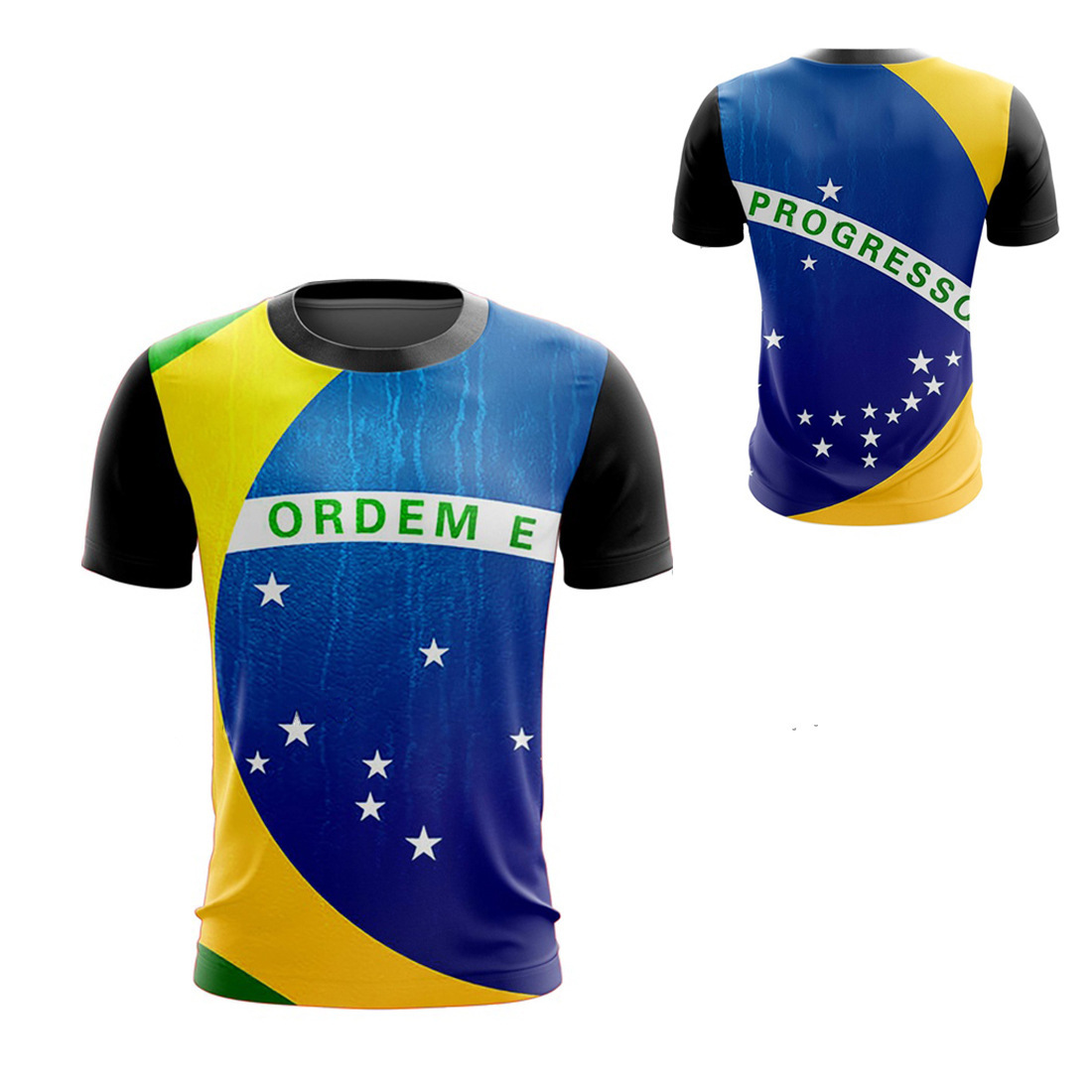2024 nueva camiseta impresa 3D de la bandera brasileña transfronteriza de los hombres venta caliente transfronteriza estilo brazil flags camiseta