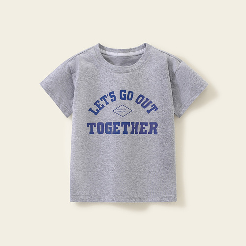 Children's Short Sleeve T-shirt 100% Cotton for Boys and Girls 2024 Spring Base Shirt for Toddlers and Young Children All-Cotton Autumn Top Cartoon Style Versatile