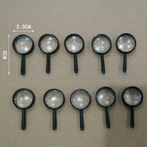 Supply Plastic Magnifying Glass Handheld Small Black Magnifying Glass 2.5*5cm for Children's Use Gift Toy