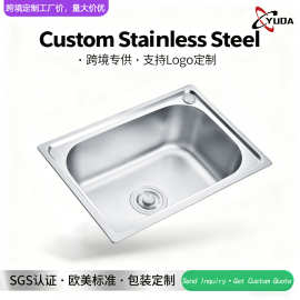 跨境欧式304不锈钢水槽单水槽台上小水槽拉伸一体洗菜盆单槽批发