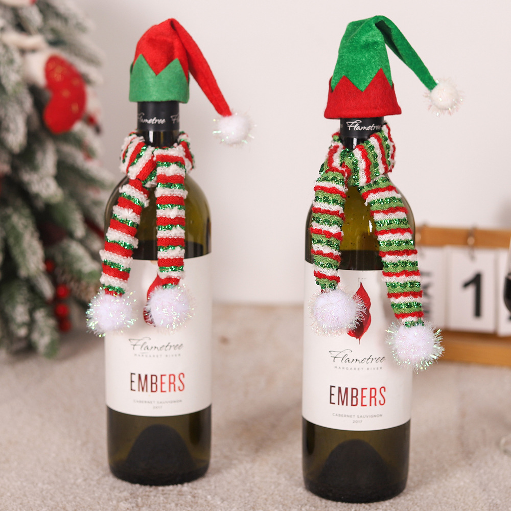 Weihnachtsdekorationen im nordischen Stil, einfache Mini-Weinflaschenverschlüsse, Champagner- und Bierflaschen-Sets, Esstischatmosphäre_voghion.com