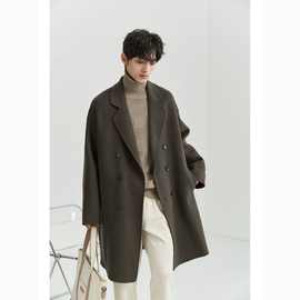 双面羊毛大衣男士中长款2024冬季韩版宽松设计感呢子加厚外套上衣