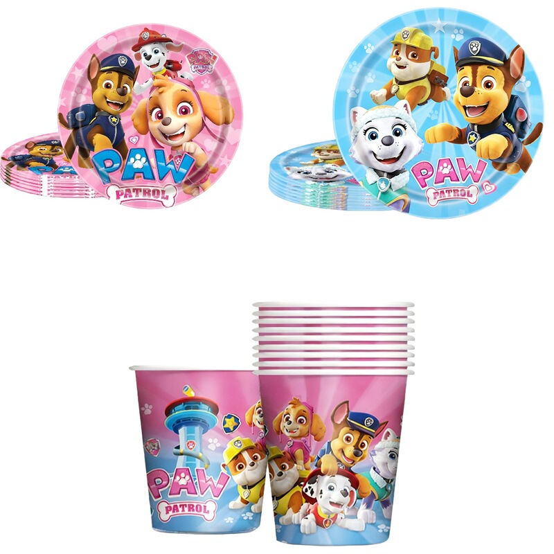 New Blue and Pink Dog Paw Patrol Party Supplies Paw Patrol Tableware Paper Plates Paper Cups Decoration Cake Inserts New Blue and Pink Dog Paw Patrol Party Supplies Paw Patrol Tableware Paper Plates Paper Cups Decoration Cake Inserts