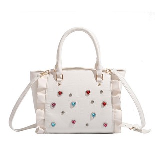 HENGJINGYX Cross-border authentic lady's small lotus lace tote bag cute girl hand-held crossbody bag one shoulder