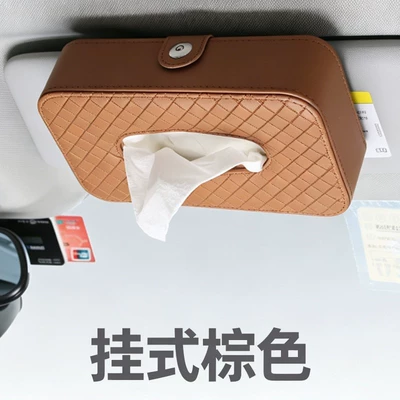 exclusive car tissue box, leather: Car tissue box/set - brown-hanging-type