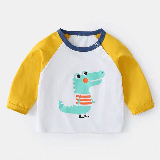 赤ちゃんの春と秋のtシャツの長袖の純綿はかわいいです。