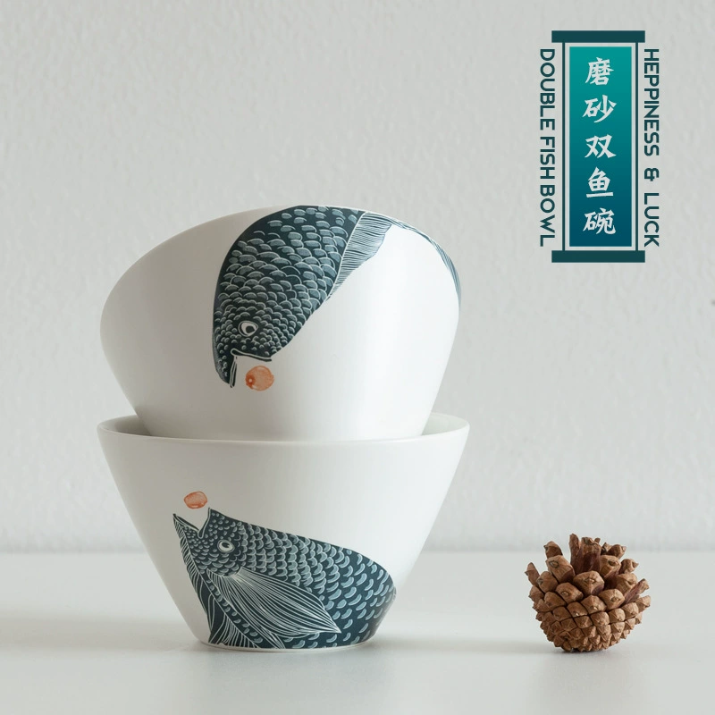 ♡ Рыбы Ceramic Fruit Salad Bowl Breakfast Dessert Bowl Noodle Rice Bowl Single Household Large Capacity Large Size