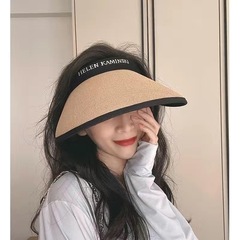 發箍空頂帽女升級加寬大檐防曬新款夏季戶外騎車百搭空頂草編帽子