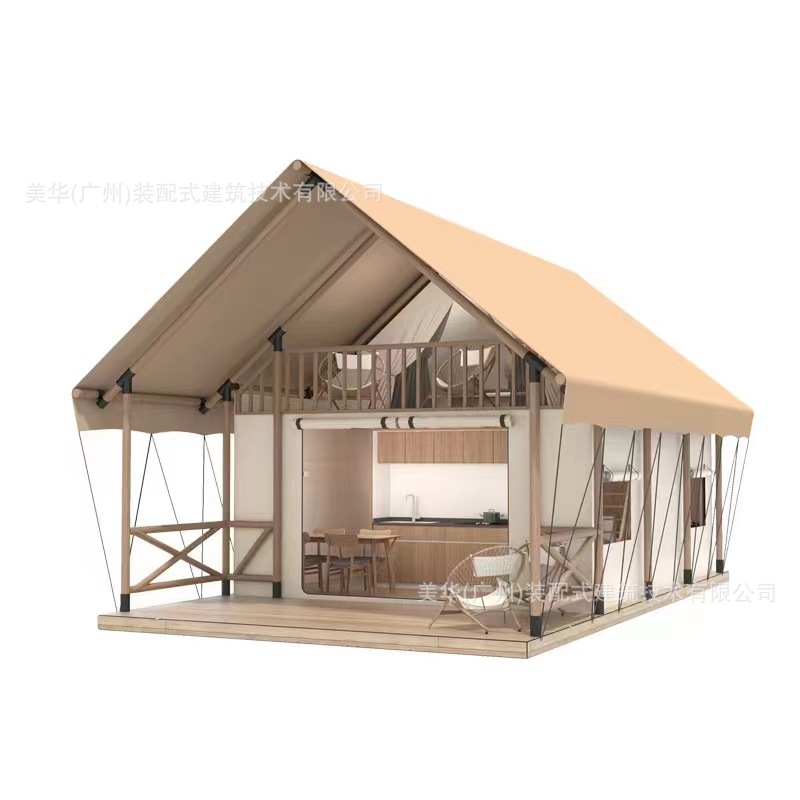 Duplex de doble capa de lujo ligero tienda de hotel dos habitaciones y una sala de estar 45-90 metros cuadrados de la familia padre-hijo RV área escénica Hotel