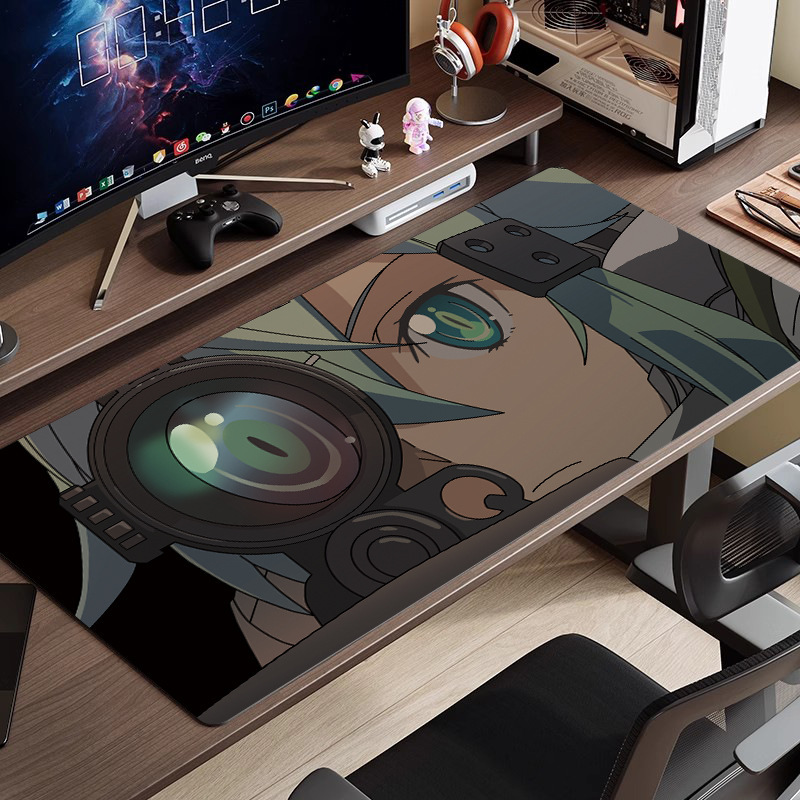 黒と白のアニメマウスパッド特大シンプルな二次元eスポーツボーイズコンピュータデスクパッド大型キーボードパッド|undefined