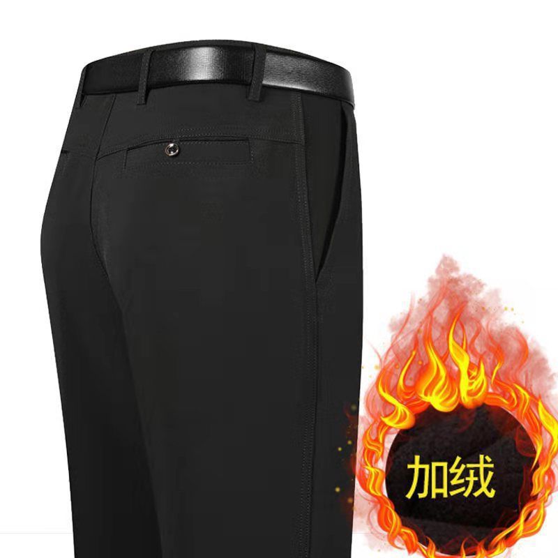 Verano en stock recto Four Seasons universal micro elástico de los hombres pantalones de traje casual de mediana edad y ancianos delgados gruesos Pantalones rectos de negocios al por mayor