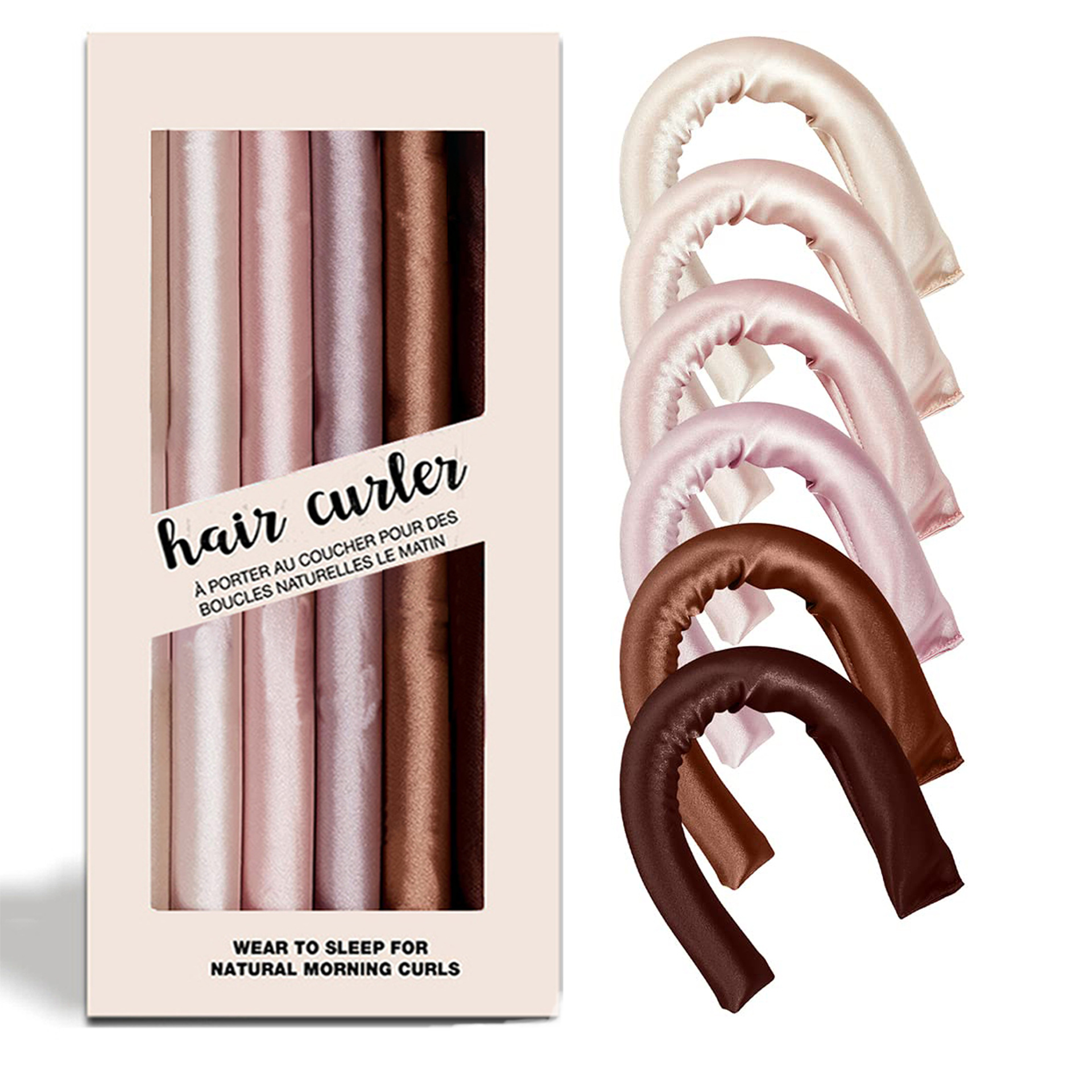 Rizador sin calor estilo amazon, set de 6 piezas de goma de 25 cm para ondas naturales