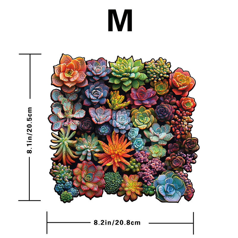 跨境木质多肉植物拼图玩具不规则异形拼图节日礼物谜题解压游戏|undefined