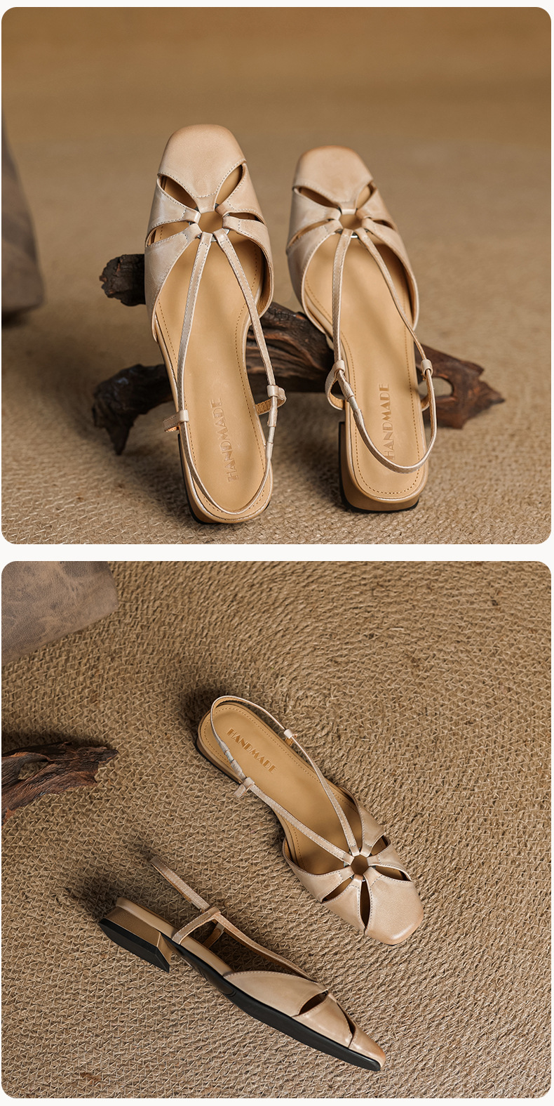 Sandal nữ quai ngang mũi nhọn phong cách vintage, gót thấp 3 cm — đen chi tiết 27
