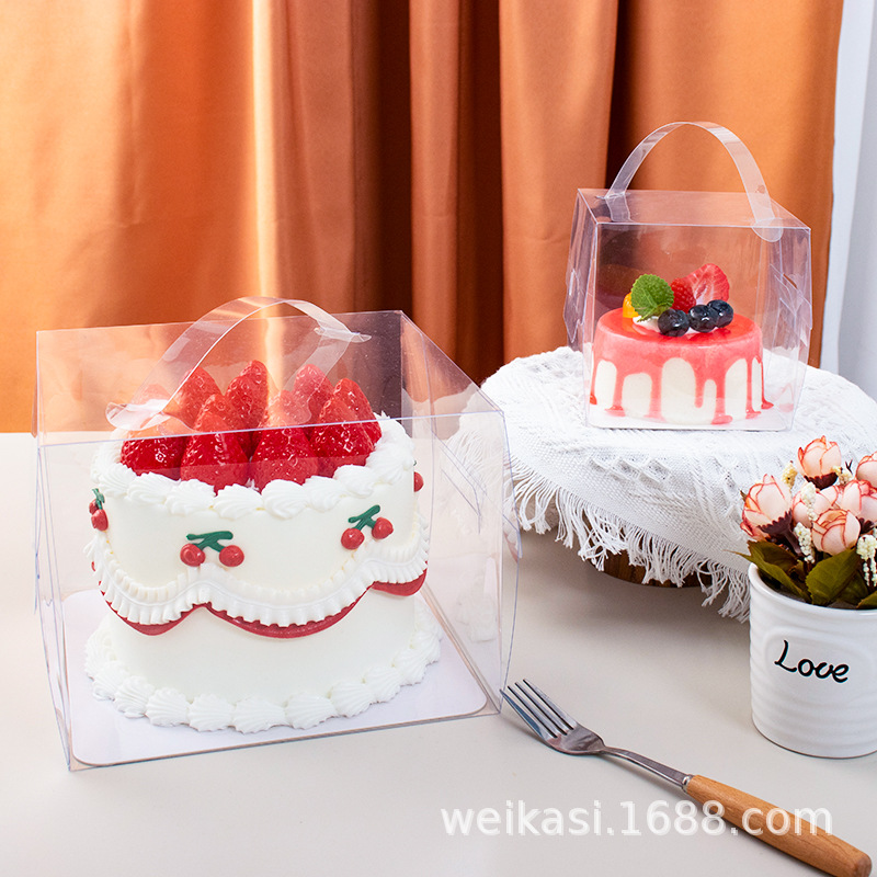 4 pulgadas mousse de cumpleaños transparente portátil de 4 pulgadas caja de pastel de 5 pulgadas 8 pulgadas caja de pastel de 6 pulgadas caja de pastel de palomitas de maíz
