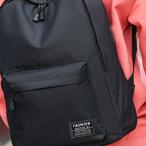 Leisure Dual-Compartment Backpack Waterproof Travel Bag Laptop Bag Wholesale Student Bag Black Simple Foreign Trade