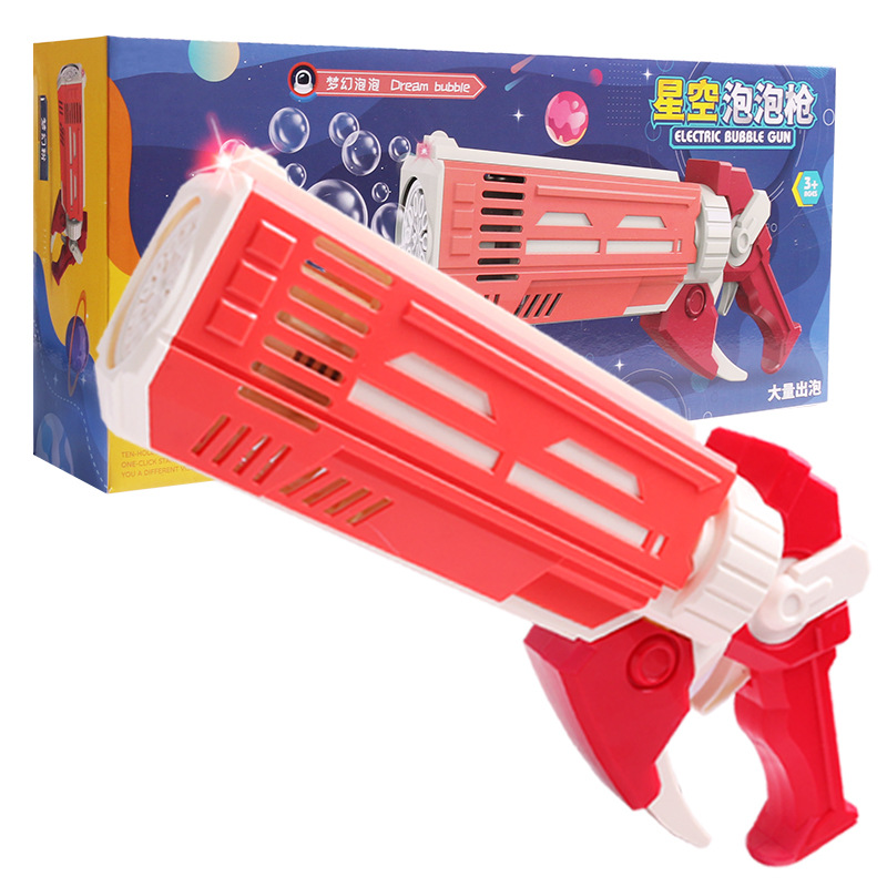 Automático Gatling espacio astronauta máquina de burbujas al aire libre de mano burbuja soplando pistola eléctrica juguetes para niños al por mayor