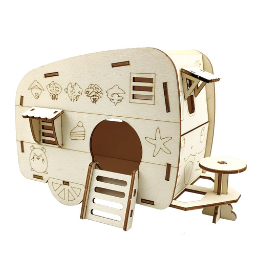 Hamster house fast food truck log toy climbing frame creative painted handmade DIY graffiti picture pet nest small house