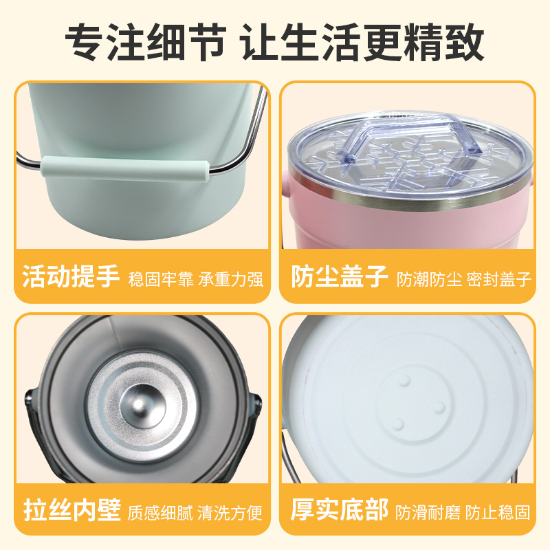 Cubo de hielo QAN de acero inoxidable con doble capa aislante para champán, cerveza comercial, con tapa y asa, de gran capacidad.