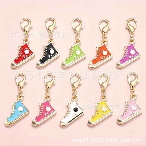 Shoe keychain pendant DIY accessory, alloy oil-drip canvas shoe pendant, necklace, bracelet, bag accessory