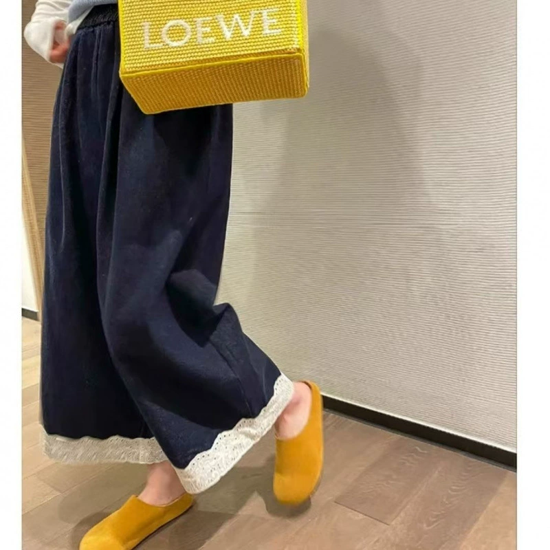 Джинсы для девочек лето 2025 новые стильные широкие брюки для детей, модные свободные тонкие прямые брюки для старших детей.