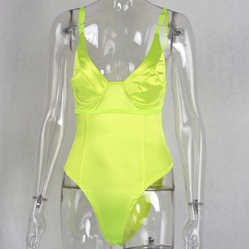 80168 nuevo color sólido camisola ropa de mujer Europa y América verano moda chica caliente sexy pecho-halagador mono mujeres