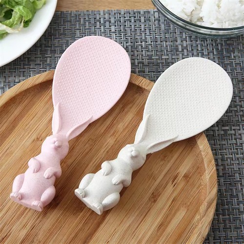 Cute cartoon bunny rice spoon wheat straw non-stick rice spoon home kitchen rice shovel rice spoon