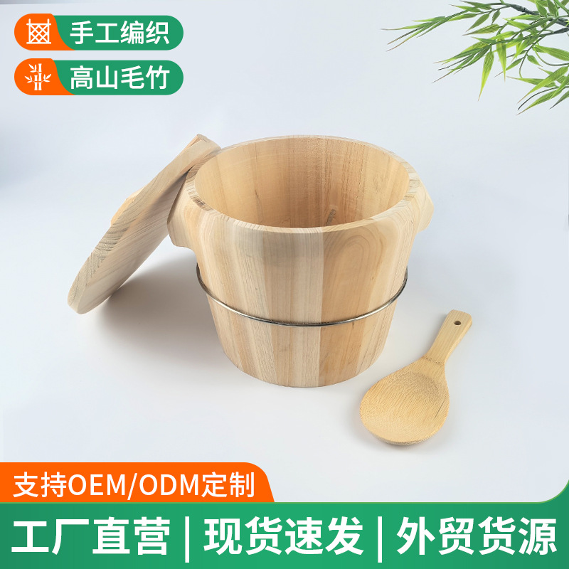 Wooden rice steaming bucket made of cedar wood, suitable for home use, bamboo and wooden sticky rice steaming bucket, available in various sizes, restaurant steamer, handmade commercial steaming vessel