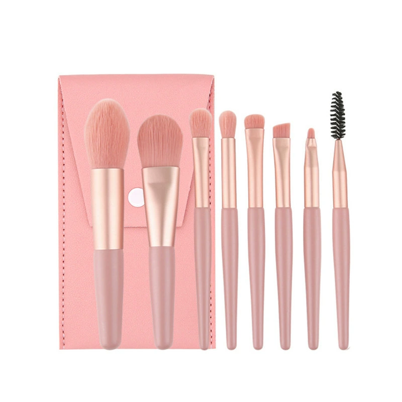 Makeup Brush Set, 8-Piece Handheld Brushes for Foundation Powder Eyeshadow, Compact Pouch