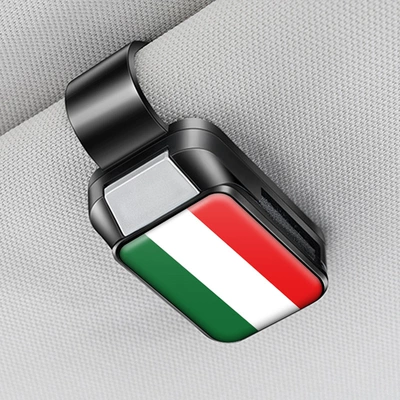 Car Glasses Clip/Bill Clip – a Sunglasses Holder and Ticket Clip - hungarian-flag-glasses-clip-y001-mysterious-black