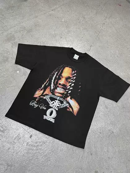 Cross-border American Hip-hop King Von Printed Washed Short-sleeved T-shirt Crewneck Long-sleeved Hooded Sweat Men