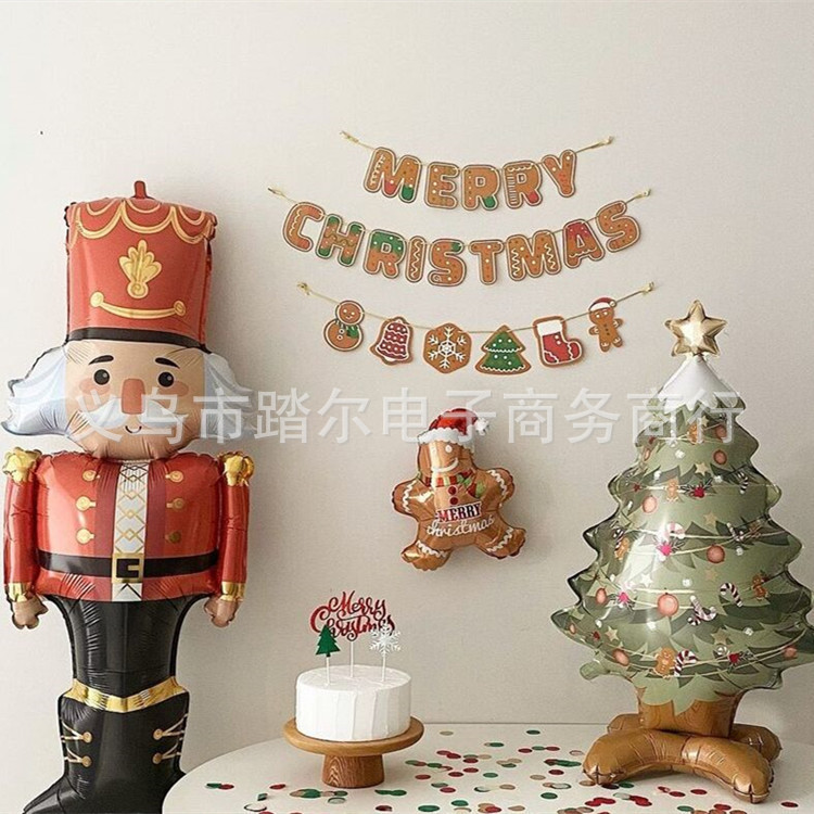 Ins風姜パイ人茶色クリスマスアルファベットクリスマスツリーかわいい厚い紙の旗パーティーの背景配置|undefined
