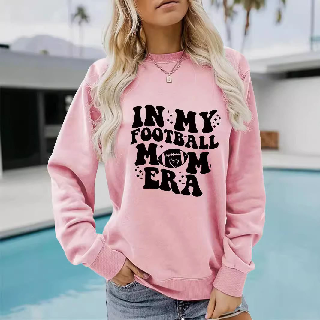 Autumn And Winter Women's Casual Long Sleeve Round Neck IN MY FOOTBALL Printed Pullover Sweatshirt_desvips.com