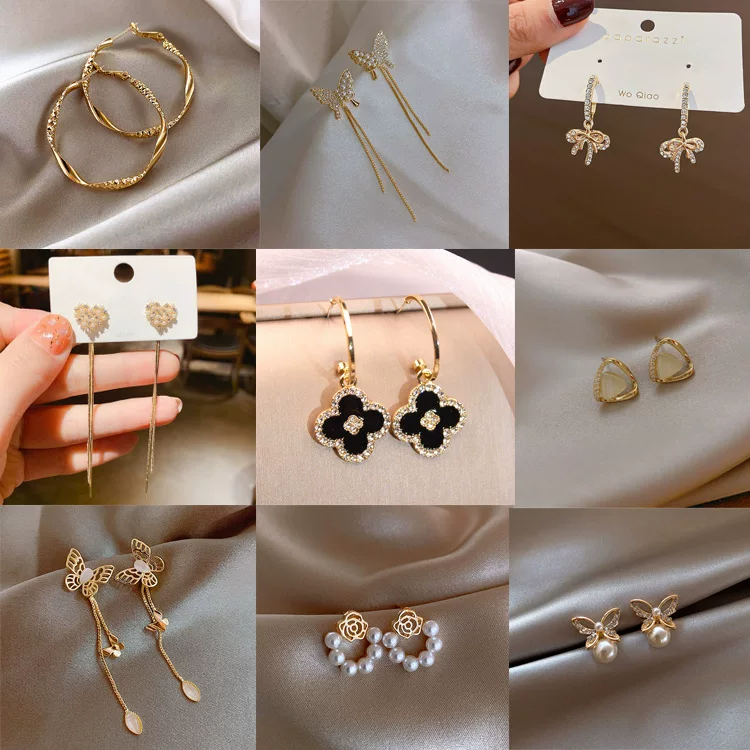 Trend earrings, design with bow, silver 925 sample, wish