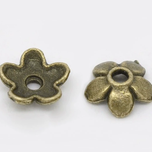Новый древний бронзовый пятилепестковый цветок крышка небольшое отверстие распорка бусина DIY крышка из бисера ювелирные аксессуары 6.5x 6,5 мм-400