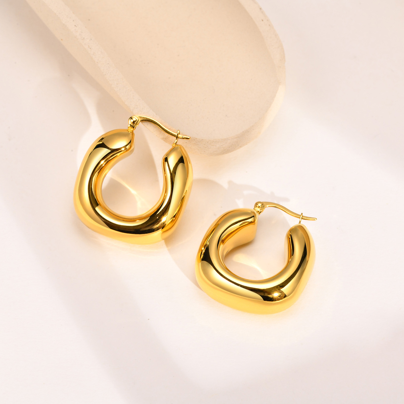 Geometric Pattern Women'S Gender 1 Pair Simple Style Geometric Plating 201 Stainless Steel Stainless Steel Earrings