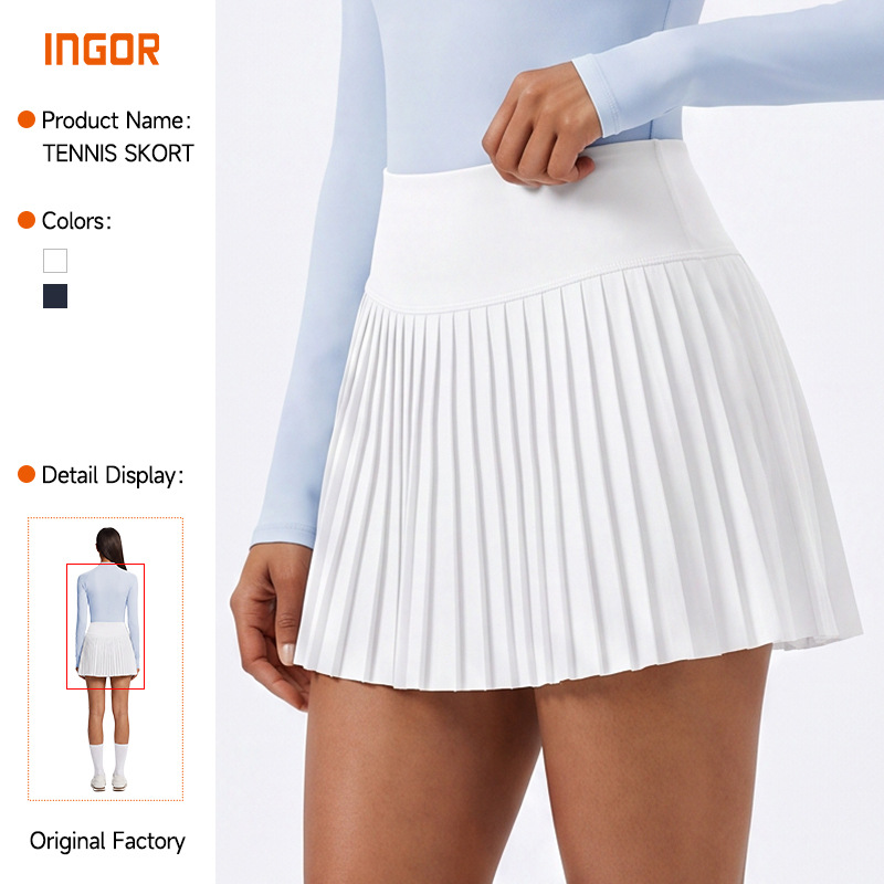 Summer Tennis Skirt for Women, Sports Half-Skirt, Fitness Yoga Badminton Skirt with Lining, Anti-Exposure, Pleated, Cross-Border, in Stock