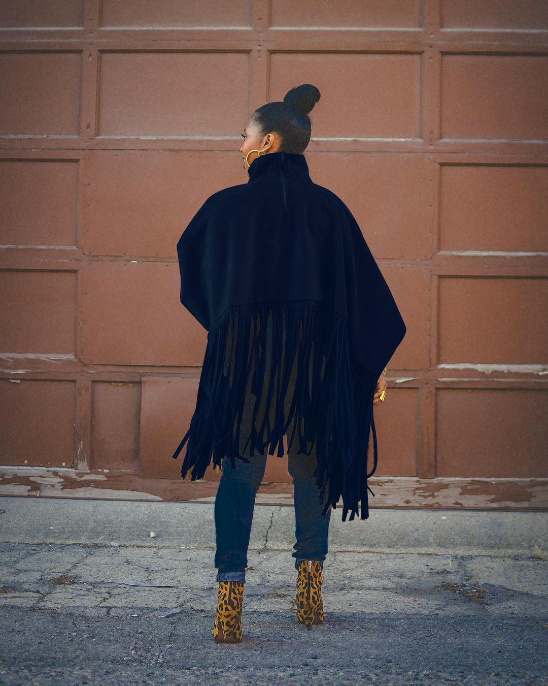Women's fashion solid color long sleeve fringe top_voghion.com
