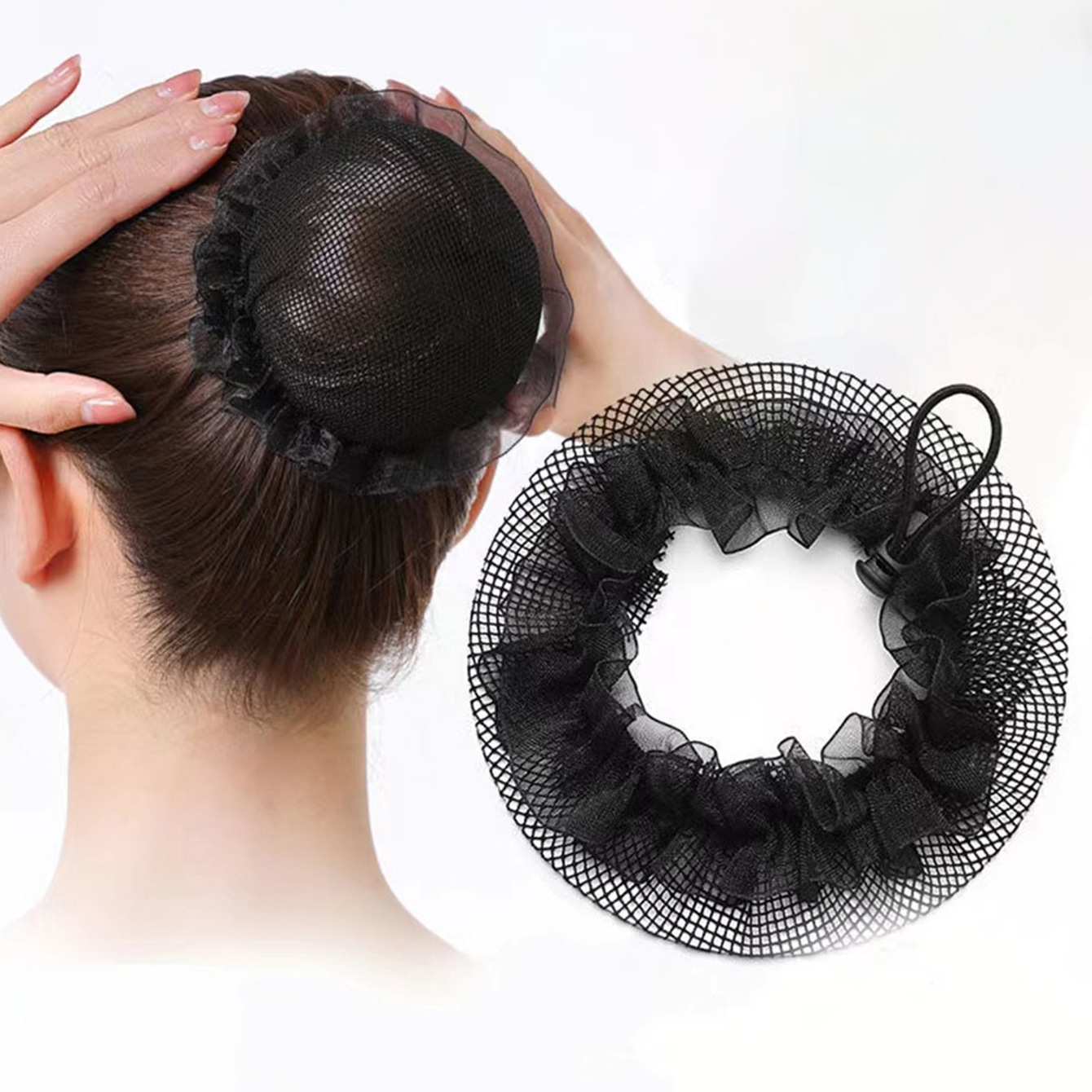 Hair Net for Styling, Elegant Bun Hair Ring, Hair Net for Updos, Drawstring Style, Lace Hair Net, for Female Dancers