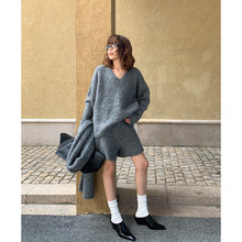 UNITY MODE 绵羊毛圈圈纱毛织短裤女秋冬复古宽松休闲裤子251269