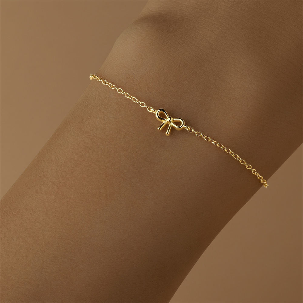 cable chain Chain Type 925 Sterling Silver Bow Knot 925 Sterling Silver Cable Chain Bracelets
