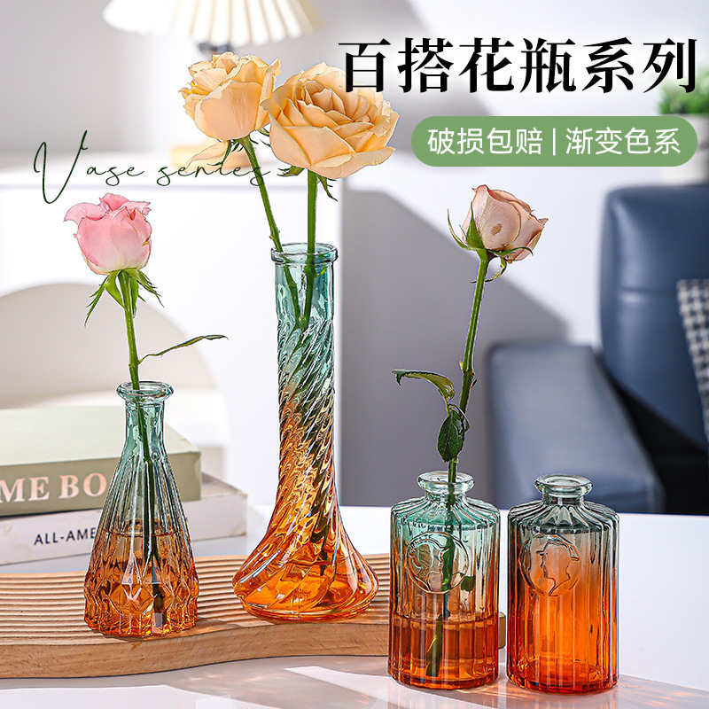 Relieve simple creativo vasijo de vidrio transparente conjunto de flores hidropónicas flores acuáticas plantas decoración de sala de estar vasijo