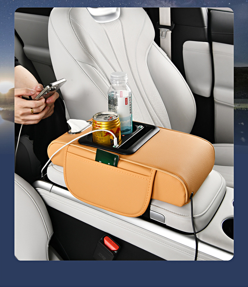 Starry Sky Top Rechargeable Multifunctional Armrest Box Mat Car Storage Box Central Armrest Pad Armrest Box Heightening Pad