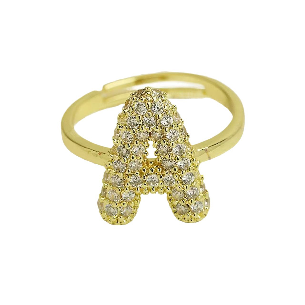 Initialen Ring Aus Vergoldetem Messing Mit Zirkonia Steinen_voghion.com