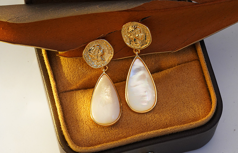 Retro Water Droplets Copper Inlay Zircon Drop Earrings 1 Pair